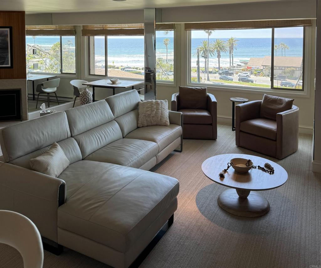 Available 2026 month of July. This exceptional 2-bedroom, 3-bathroom furnished second floor unit is a rare find. Located in the heart of Del Mar village this one of a kind unit has stunning whitewater and coastal views. You'll be captivated by the elegant design, accentuated by two private balconies that offer a front-row seat of the Pacific Ocean. The interior features and finishes are par for the course with two king-sized beds, walk-in closet, a full kitchen with a convenient breakfast bar and a/c. This unit combines convenience with opulence. This unique unit is a combination of two individual units, resulting in a spacious layout that exudes coastal living. The building offers a secure entry for your peace of mind, along with community laundry rooms on each floor for added convenience. Parking is easy with 1 reserved parking garage space and 2 exterior parking spaces. Perfectly situated in the charming village of Del Mar, you'll be a stones throw from Del Mar Plaza, Powerhouse Park and Beach, Seagrove Park, and a diverse range of restaurants, boutiques, and the delightful Farmers Market with easy access to numerous area attractions. Enjoy access to the L'Auberge Del Mar Resort Hotel's heated pool, jacuzzi, tennis courts, and 24/7 fitness center. Tenant pays Electric. Your coastal oasis awaits - call today for further details and to schedule a viewing.