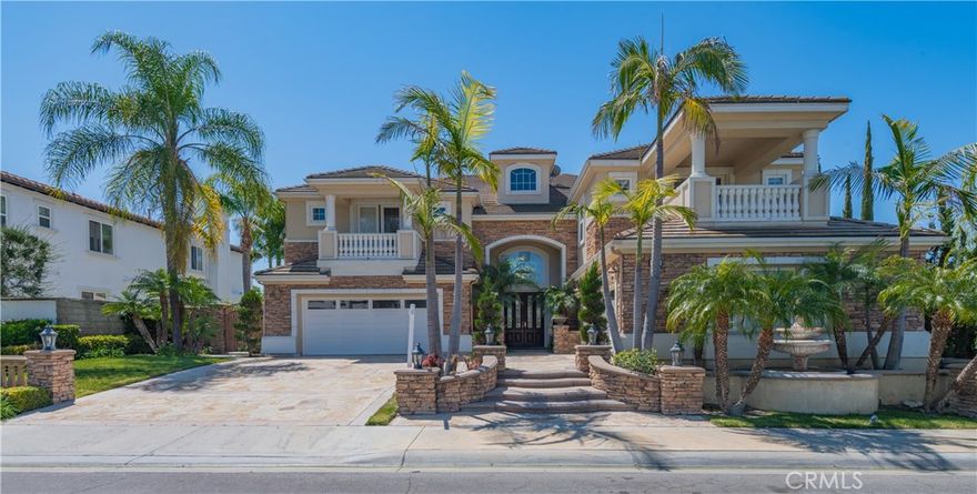 This home is Allencia Manor model built by Toll Brothers with hard to find Catalina views, the highest levels of luxury living, Featuring 5 large bedrooms including a guss room downstairs en suite, plus a bonus imtertament room, library, and exercise yoga room, this floor plan provides  all parts of the family you needs.  The Double beveled glass doors lead you into the grand  entry with double  iron staircases. Elegant Designer Crown Moulding is adorned across the ceilings throughout of this 5 star estate. The Gourmet Kitchen features 6 burner cooktop plus griddle, Double Ovens, warming drawer, Built in Refrigerator, and Built in Microwave along with beveled glass walk in pantry, those appliances are toll prother spencial choced. The extensively hardscaped backyard provides resort like amenities with covered loggia and outdoor fireplace along side the sparkling pool and spa with water features. A built in BBQ island, with bar top seating is conveniently located for entertaining. Outside you can also find a basketball area for the kids.Also walking distance to great yorba Linda High school.