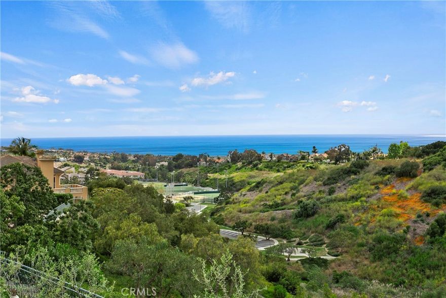 Welcome to this beautiful home in Laguna Niguel!  Located in prestigious gate-guarded Ocean Ranch, enjoy a sprawling 39,000 square foot lot like no other!  This exquisite country French estate offers unparalleled privacy and breathtaking panoramic views of the ocean and valley.  As you approach via a long private driveway lined with charming strawberry trees, walk under the beautiful porte-cochere to be captivated by the serene ambiance and timeless elegance of this stunning home! Offering five spacious bedrooms and four and a half bathrooms in approx 7,150 sq feet, enjoy a library/office, beautiful kitchen, family room and living room.  See the fabulous bonus room with a walk-behind wet bar and surround sound! The interiors are a harmonious blend of high ceilings with exquisite woodwork detail, as well as cherrywood floors, and gorgeous travertine flooring and luxurious carpeting.  Four fireplaces provide focal points and warmth for cozy gatherings with friends!  A brand new roof and solar system ensure modern efficiency and sustainability.   Dive into the sparkling saltwater pool with a slide and water features, and sharpen your golf skills on the large putting green and relax at the firepit and barbecue area. Fully REPIPED, enjoy the 4 car garage!  This is a serene oasis with a rose garden and beautiful olive trees!  Amenities of Ocean Ranch include a community pool, playground, sports court and community events.  Award-winning schools!  Shopping and restaurants are just minutes away with renowned hotels such as the Waldorf Astoria and the Ritz Carlton a five-minute drive!  Come see this one-of-a-kind stunning home!