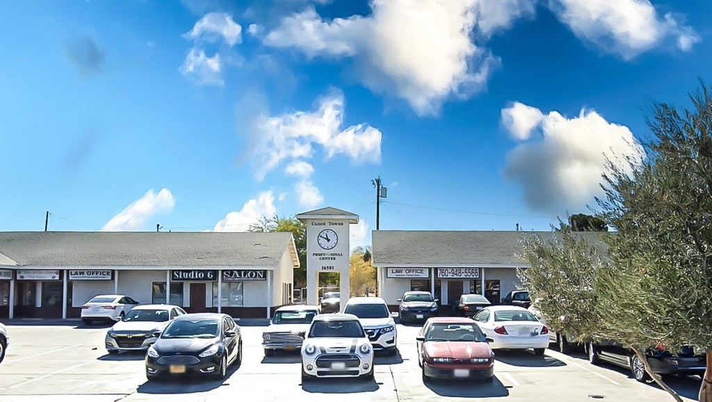 Clock Tower Professional Center is an ±11,690 SF multi-tenant property with 60 shared parking spaces. Small office suites for lease within a well cared for property. The center is located at the southwest corner of Walnut St & Hesperia Rd in the City of Hesperia. This area sees significant daily vehicle traffic because this is the primary access point from southbound Hesperia Rd to eastbound Main St and the bridge over BNSF railroad.
