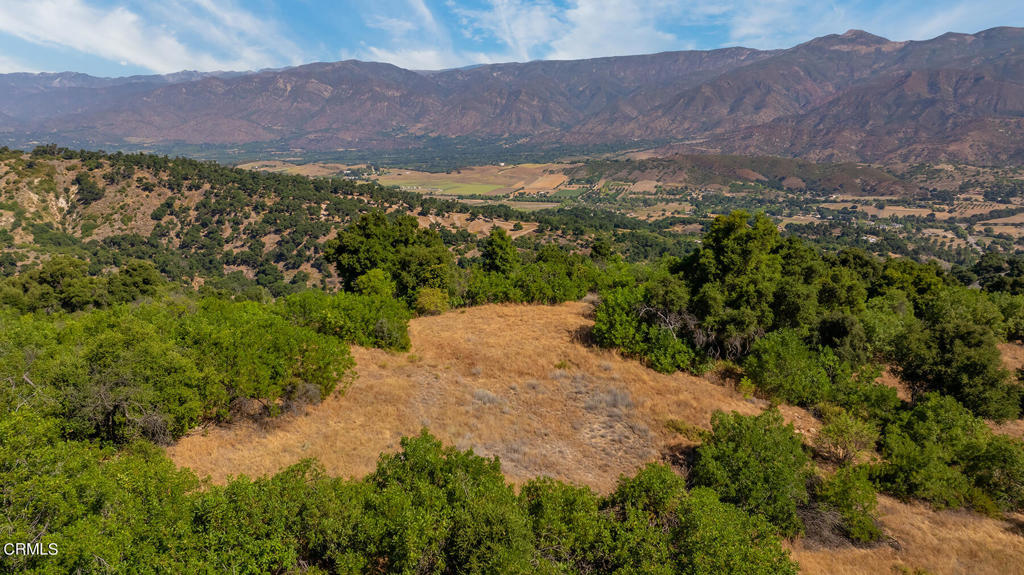 This rare hilltop property offers great privacy, seclusion, and mountain views. Open rolling meadows and mountains surround the building pad that is bordered by majestic canyons. The total acreage is comprised of two parcels spread over approximately 63 acres. The setting, with its beautiful oak-studded landscape, is a beautiful combination of open grassland and richly forested hills. The property is a short commute from downtown Ojai, and only an hour and 15 minutes to Burbank Airport. Access to the property is through a locked gate. Lots of room for horses/farm animals...let your imagination run wild!