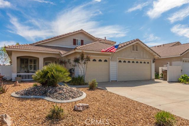 ***HORIZONS HESPERIA HOME BUILT BY SHEFFIELD***FLEXIBILITY IS THE KEY TO THIS FORMAL AND CASUAL ENTERTAINING FLOOR-PLAN. THIS HOME BOASTS LARGE SEPARATE LIVING, FORMAL DINING AND FAMILY ROOMS ACCOMMODATING ALL BUYER'S EVERY NEED.LIVING ROOM HAS A HIGH VOLUME CEILING W/ DOUBLE DOOR ENTRY TO THE FORMAL DINING ROOM. THE OPEN KITCHEN FEATURES HARDWOOD CABINETRY WITH A CENTER ISLAND & A BREAKFAST NOOK AREA OPEN TO A BACKYARD PATIO. A FIREPLACE W/ A CUSTOM HEARTH & MANTEL ACCENTS THE FAMILY ROOM WHICH ALSO HAS A BUILT IN WOOD STORAGE AREA & ENTERTAINMENT SHELVING.THIS HOME IS ACCENTED W/ SHUTTERS & CUSTOM DRAPERY. THE FIRST FLOOR FOURTH BEDROOM MAYBE USED AS A DEN OR GUEST SUITE W/ACCOMMODATING HALL BATH. AN INDOOR LAUNDRY ROOM & 3 CAR GARAGE W/ CABINETS COMPLETES THE 1ST LEVEL. A BEAUTIFUL STAIRCASE ACCENTED W/ LIGHTED NOOKS LEADS TO THE UPSTAIRS TWO SECONDARY BEDROOMS, A FULL BATH & THE MASTER SUITE W/ WARDROBE ROOM, DUAL SINKS AND OVAL TUB-SHOWER COMBO. THE FRONT & BACKYARDS ARE LOW MAINTENANCE LANDSCAPED & THERE IS A BEAUTIFUL POOL RAN BY SOLAR POWER. FIRST TIME THIS HOME HAS BEEN ON THE MARKET AS THIS NEIGHBORHOOD RARELY HAS ANY AVAILABILITY. REQUEST YOUR PRIVATE SHOWING TODAY.