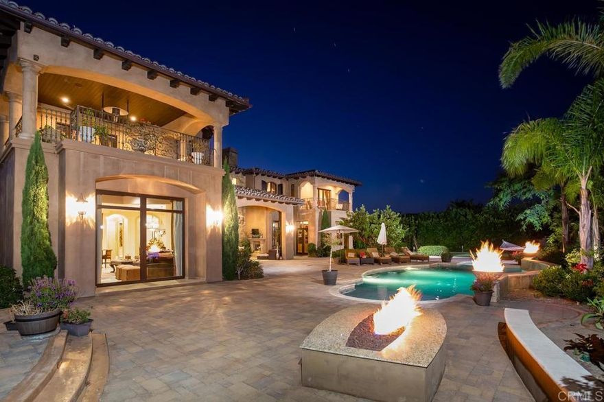 Majestically sitting on an elevated Private Lot in one of Rancho Pacifica's finest cul-de-sacs. Custom Built by seller and Meticulously Designed for an elegant lifestyle fused with easy casual living.  Exciting entertaining, whether intimate or holiday sized...ideal al fresco gatherings in the outdoor sitting area with fireplace or poolside under the stars. Enjoy the ambiance of a handsome Billiard Room, cozy Theater, refined Office with fireplace or in the Sun-filled Spacious Family Room with fireplace. An expansive 5 Car garage with additional parking on site. Capture Quiet Thoughtful Moments on the oversized Balcony off the Master Suite embracing the beautiful Eastern Panorama. Amazing Mountain Night and Day Views.  Exquisite...Exceptional...Looks...Location...Lifestyle