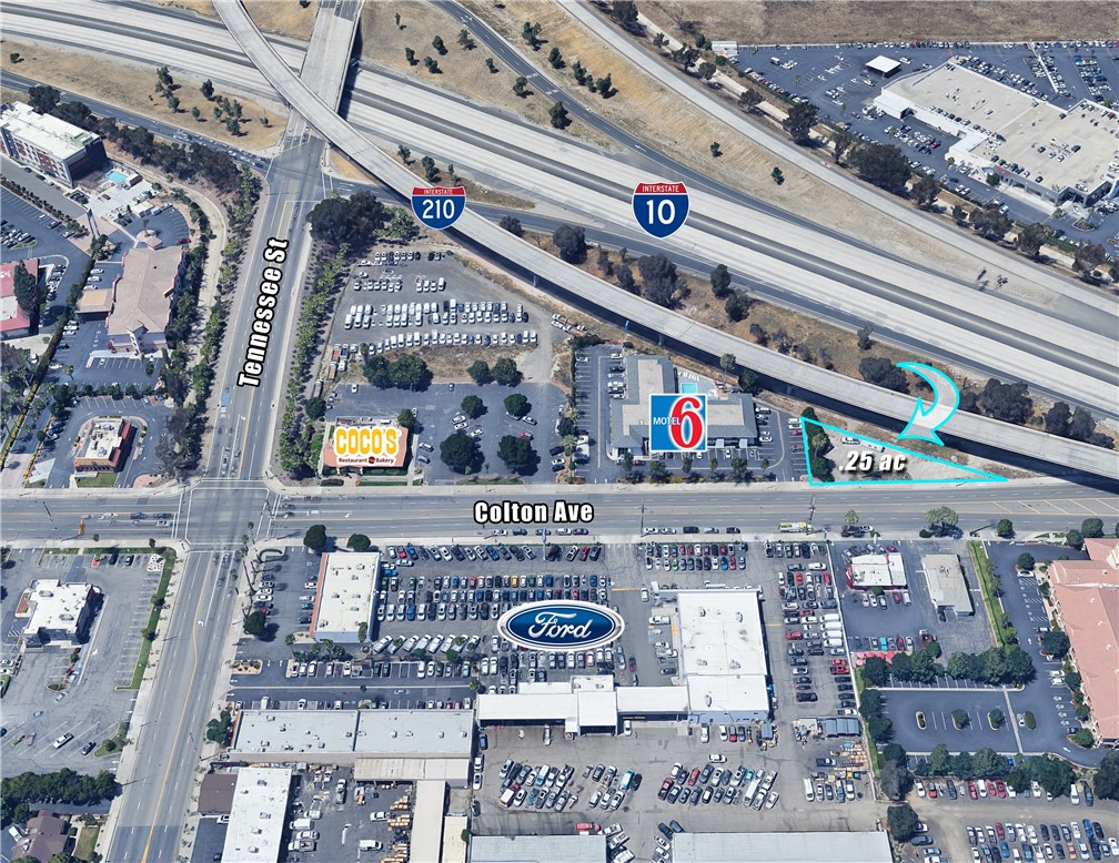 .25 ac Commercial lot in the Transit Village Specific Plan area of Redlands. Located next to Motel 6 and across the street from Ken Grody Ford. Lot backs up to the 210 interchange. Zoned Village General, this lot provides a variety of uses including General Office, Animal Services, Retail, Restaurants and Vehicle Services. Please contact or email Listing Agent for full list of approved uses. Colton Ave sees 10,000 cars per day at this location. Great opportunity to acquire a small commercial lot in the great City of Redlands.