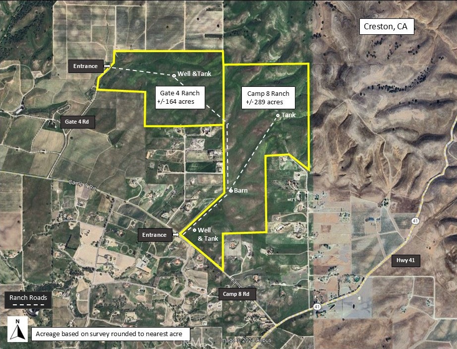 This spectacular Ranch is being offered for the first time in almost 50 years and adjoins an additional ranch offering of +/- 164 acres. With 23 certified lots, the camp 8 Keese Ranches respresents one of the best ranch investments in Paso Robles, CA.
Current Use: Catle grazing with improvements including an equipment and hay barn, large agricultural well, livestock fencing, power and ranch roads.
Location: This ranch is an easy commute to Paso Robles and Atascadero.
