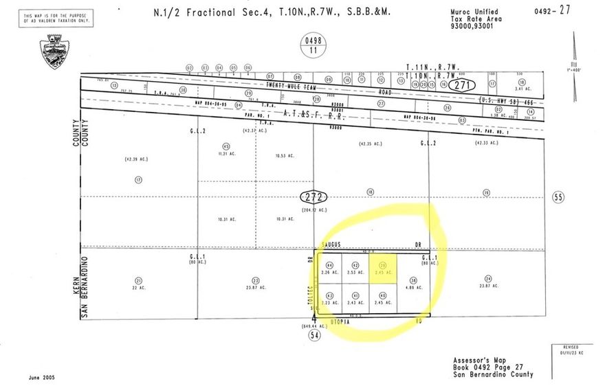 This property is located in Boron CA. This area of Boron lies within the San Bernardino County a few miles west of Kramer Junction near the Kern County line. Hwy 58 is visible from the property. Hwy 58 is the main road leading to Barstow, Tehachapi, and Bakersfield and lies within the unincorporated area of the San Bernardino County within the 'Resource Conservation' zoning. According to the County this land use designation zoning district provides for open space and recreational activities and single family homes.