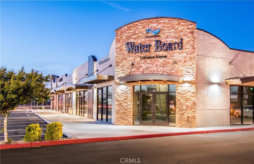 Prominent location on Amargosa Rd. with close proximity to multiple commercial / retail and restaurant businesses.

Less than 1 mile from Interstate 15 access.

Long Term Tenants are the State Water Board and Amargosa Family Clinic.

±1.09 acre site with above-average parking at ±7.21 / 1,000 sf ratio.

7.3% CAP RATE