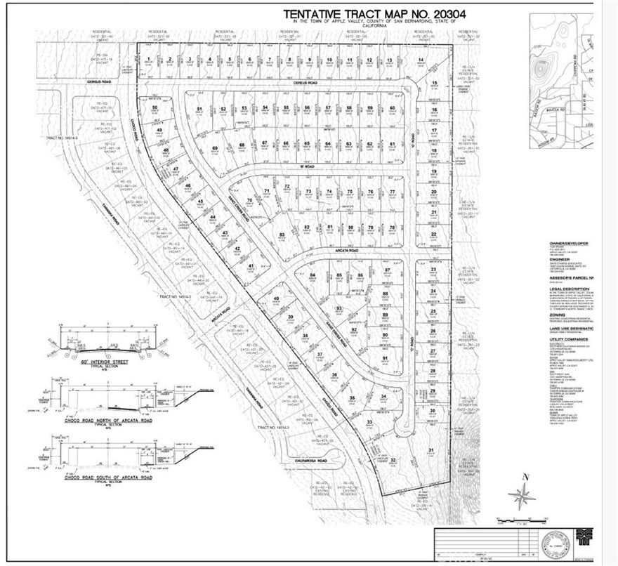 IMPROVED PRICE!!!!!! Location, Location, Location! Approved for 93 residential lots, with beautiful views, a Tentative Tract Map 20304. This property is on a paved road. Biological Study, Joshua Tree Study, Biological Study Update, Blasting Log Data report and paid for over $762,000.00, Improvement Plans, Conditions of Approval, Cultural Resource Assessment, Geo Technical Report, Noise Study, Street Improvements Plans, Grading and Erosion Plans, Sewer Plans, Storm Drain Plans, Water Plans are all included. Utilities at site.