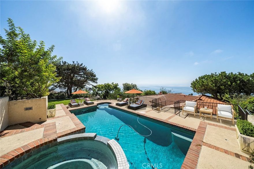 Enjoy breathtaking panoramic ocean views!  This spacious multi-level Mediterranean home is located at the end of cut-de-sac in the desirable neighborhood of Monaco. It offers the perfect floor plan for the entertaining guests. Upon entering the beautiful hardwood floored foyer, you and your guests will be welcomed into the adjacent large living room with great expanses of glass. The large sliding glass doors and windows bathe the home in sunlight and provide a feeling of openness with extends up the steps into the formal dining room and kitchen. The entertainment and enjoyment opportunities continue into the back yard, as this home has a large swimming pool and spa, with unobstructed views from Catalina Island and all the way to Trump National Golf Course and beyond. Upstairs, a spacious master suite boasts ocean and Catalina views as well. The upstairs also has two generously sized bedrooms and a bathroom. Mainfloor includes an office/den next to the kitchen, dining area, and 3 car garage with large built-in storage on the ground floor.