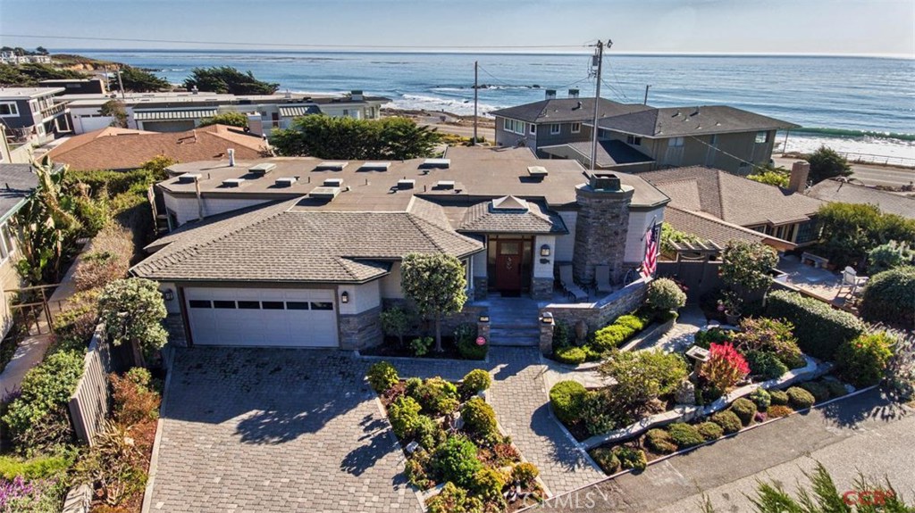 This home is gorgeous - yet, it's all about the prime Moonstone Beach location, in the whereabouts of whales and sunsets. Seamlessly flow about this remarkable residence of quality, a delightful single level floor plan designed with amenities of meticulous standards. Ocean views are the focal point of the delightful living room with beamed-ceilings and distressed engineered wood plank flooring. Entertaining is made simple. The gourmet kitchen showcases beautiful cabinetry, extensive use of granite complimenting state of the art appliances such as Fisher & Paykel drawer dishwashers, Wolf gas cook top/oven/microwave, Sub-Zero built in refrigerator and fantastic center prep island. Granite stone bathroom countertops with Thermasol large steam shower, as well as a lovely powder room with quartz countertop, copper sink, and designer accent pin lighting. Come discover the rest.. its coastal living at its best.