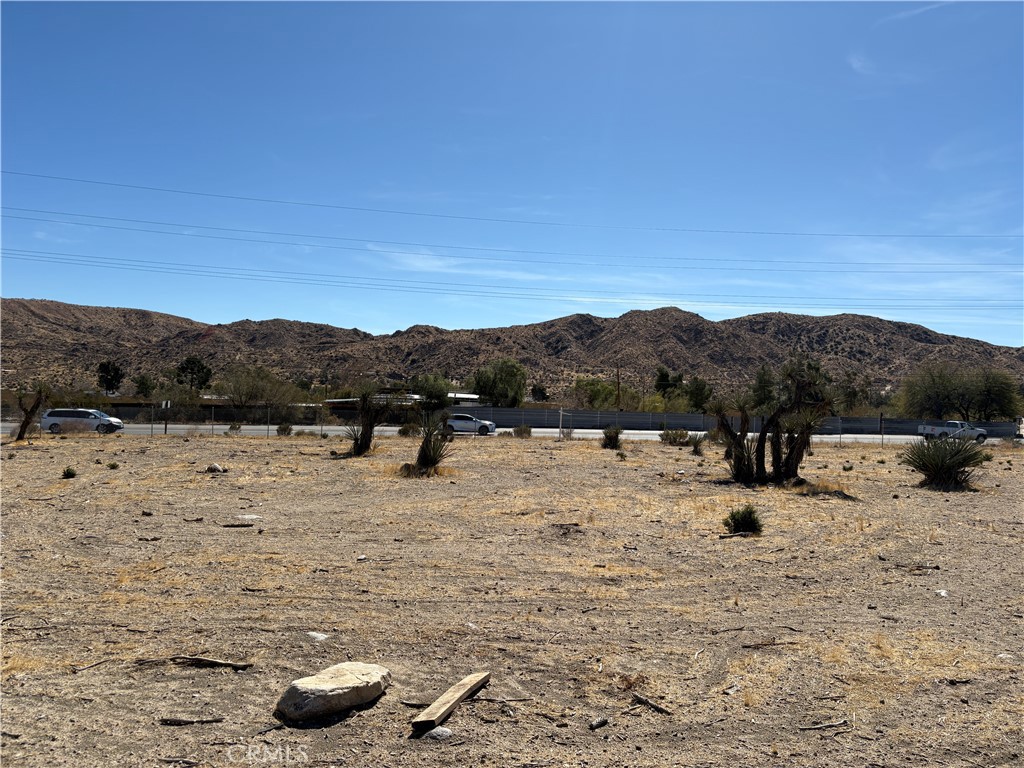 A Triangular shaped land in front of the 29 Palms Highway.