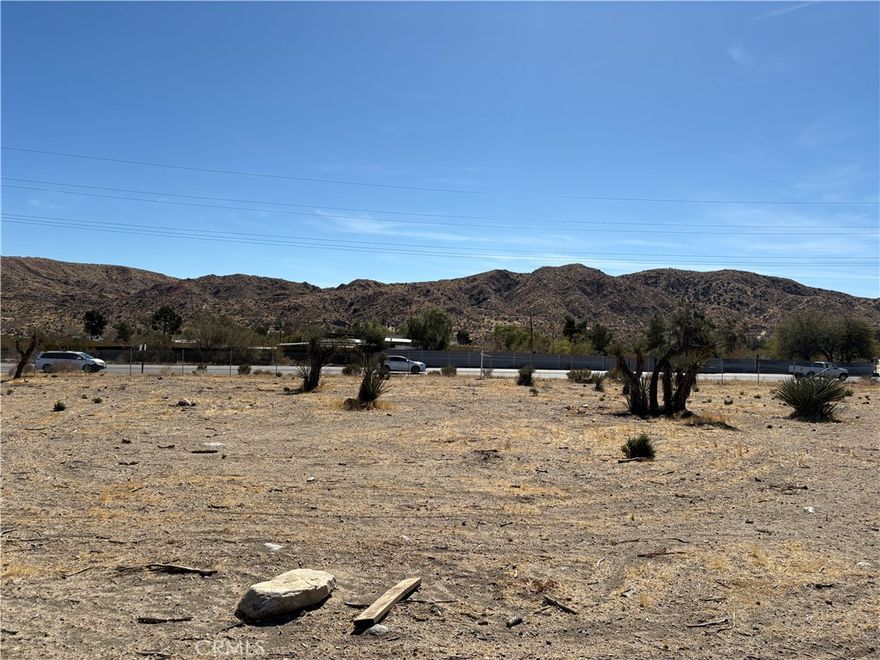 A Triangular shaped land in front of the 29 Palms Highway.