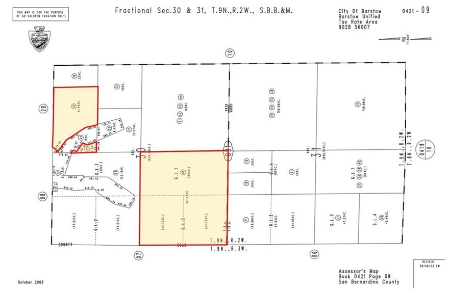 ±452 acres of unimproved industrial land for sale on Delany Rd in Barstow; APNs: 0421-091-01, 25, 26, 071-33, 34, 35. These 6 parcels are zoned Industrial (I) and approved for a variety of warehousing, logistical, and manufacturing uses. Over 400 contiguous acres with water, sewer, and power available. This site is suitable for supportive industrial services to the future intermodal facility or a potential solar farm with proximity to major transmission lines and significant demand for power to the adjacent site. Adjacent are an additional 640 acres of raw land also for sale for an even larger project. The location is 4.9 miles from I-15, 4.5 miles from Highway 58, 9.6 miles from I-40, 37 miles from the Southern California Logistics Airport and 131 miles from the Ports of Los Angeles and Long Beach. Only a half-mile from the site, Burlington Northern Santa Fe Railroad (BNSF) recently announced the development of the Barstow International Gateway a 4,500-acre site project with an investment of approximately $1.5 billion to build a state-of-the-art intermodal facility including a rail yard and warehouses for transloading freight from international to domestic containers. Estimated to break ground in 2025 with a 2–3-year completion timeline, the project intends to reduce highway traffic in the Los Angeles basin and create approximately 20,000 jobs. Buyer to verify all information contained herein. Agent and their representatives are not responsible for the accuracy of these claims.