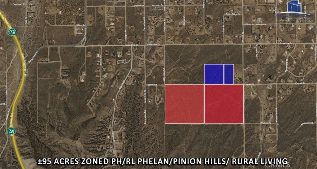 ±40 acres zoned PH/RL Phelan/Pinion Hills/ Rural Living. Great views nestled at the base of the San Gabriel Mountains overlooking the High Desert. Minimum lot size of 2.5 acres. Utilities nearby – Buyer to Verify.