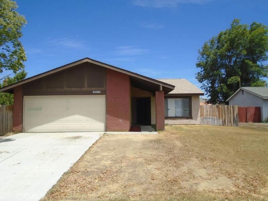 Conveniently located property in great neighborhood ready for new owner to enjoy!  Come see this charming 3 bedroom, 2 bath home in Moreno Valley.  Property could use some updating but has tremendous potential.  Inside the home you will find a fireplace, perfect for those cool winter nights and a spacious backyard for soaking up the warm California sun!  Don't miss your opportunity!  Property sold as is.