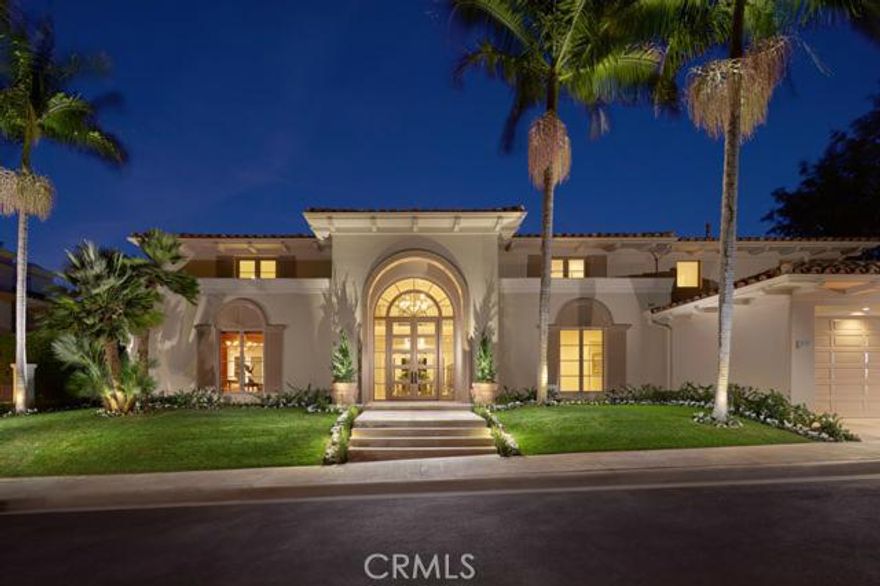 This impressive estate is in the exclusive guard-gated community of Big Canyon. It sits on the elevated, coveted front row of the golf course with sweeping panoramic views of Fairway One. The dramatic entrance into an elegant foyer exudes luxury in every detail, including Venetian plaster, the grand staircase and hand carved wood custom chandeliers. The open floor plan invites you to enjoy every room of it's sophisticated, yet comfortable living space including the family/great room with limestone fireplace, natural oak floors and reclaimed beamed ceilings. The gourmet kitchen features Sub-Zero and Viking professional appliances. The oversized island is thoughtfully designed for family dining and entertaining. The entire private back side of the house opens up to the expansive patio for Southern California indoor-outdoor living. The backyard holds a resort style pool and spa. The office/library offers floor to ceiling mahogany cabinetry. The upper level boasts 4 large en-suite bedrooms plus a maid's room on the ground floor. A spacious master retreat includes an intimate seating area with fireplace, expansive balcony with breathtaking views of the golf course and mountains, an impressive master bath with dual vanities and European soaking tub.