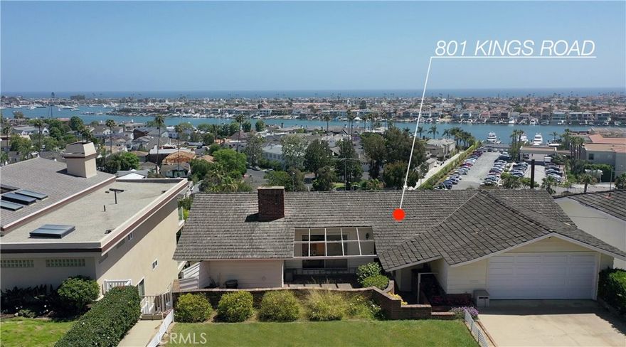801 Kings Road presents an extraordinary opportunity for discerning buyers. Let’s delve into the details of this remarkable property:

• Location and Views: Situated atop Newport Beach’s premier address, this property boasts 70 feet of front-row width and an expansive 11,690-square-foot lot. The views are nothing short of WOW - breathtaking, encompassing Newport Harbor, the Pacific Ocean, and beyond—from Dana Point to Catalina Island and the Palos Verdes Peninsula.

• Existing Home: The current residence, a 1953 vintage home, spans 1,329 square feet and features 3 bedrooms and 2 baths. However, the true allure lies in the potential to replace it with your dream residence.

• Dream Residence: Picture a new home with disappearing walls of glass, allowing you to immerse yourself in the magnificent vistas from every room. Imagine waking up to the sun rising over the ocean or savoring sunsets that paint the sky in hues of orange and pink.

• Outdoor Living: Enhance your lifestyle with a magical outdoor living space. The veranda overlooks the gently sloping lot, inviting you to create your own oasis. Consider adding a pool, a spa, a pickleball court, and a lanai—all seamlessly integrated into your dream home.

• Prime Location: This property is conveniently located near world-class amenities, including shopping, fine dining, sandy beaches, Newport Harbor, The Back Bay, freeway access, and John Wayne Airport. It truly invites you to experience the finest of Newport Beach living.

• Unique Opportunity: Notably, this is the only vintage, original residence currently available on the south side of Kings Road. Such opportunities are rare and unlikely to be replicated anytime soon.

• Unobstructed Bay View: Additionally, this property is the only one on Kings Road that offers a direct, unobstructed nearby view of the bay through the BBC parking lot view corridor.

• Buildable Area: The lot features a relatively shallow grade but an enormous buildable area, allowing you to create your architectural masterpiece.

In summary, 801 Kings Road presents a canvas for your imagination—a place where dreams can take shape against a backdrop of unparalleled natural beauty and coastal elegance.