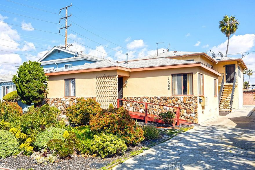 The property comprises a two-bed/one-bed front house with in-unit laundry and a rear triplex with one two-bed/one-bath unit and two one-bed/one-bath units The units are separately metered for gas and electricity, one unit has been extensively renovated, and the property also offers four tuck-under parking spaces with storage.  12506 Kornblum Avenue is proximate to major employers including the Hawthorne Airport, SpaceX, and conveniently near freeways. Current rents offer a new investor 19 percent rental upside.