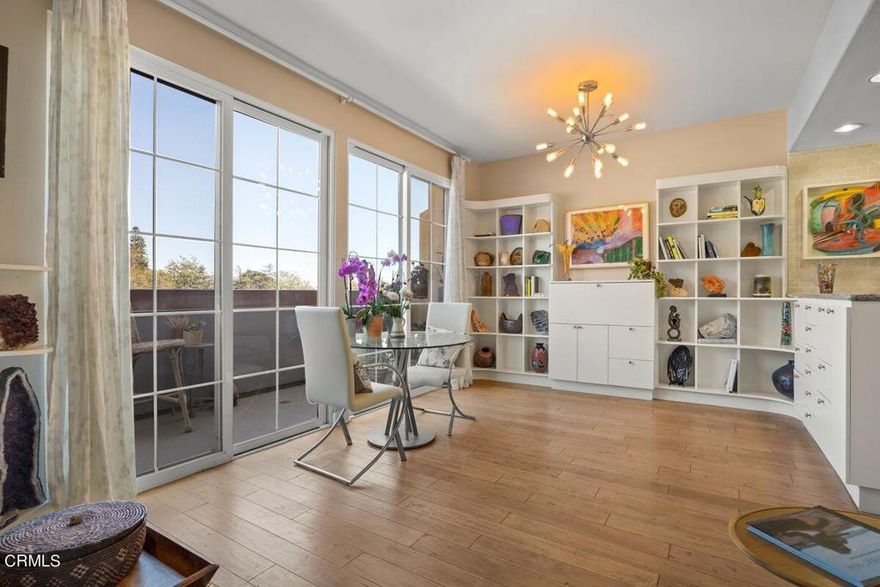 Wow! Penthouse unit with ocean views just steps to Downtown Ventura, and less than a mile to the beach! Located in one of Ventura's most coveted private communities, The Cannery, this immaculate, 1 bedroom, 1 bath home is an absolute stunner. Upon entering, you're welcomed with an open concept floorpan soaked in natural light, gorgeous oak flooring, and high end finishings throughout. The upgraded kitchen, complete with granite countertops, custom pantry, stainless steel appliances, modern white cabinetry and full wall tile backsplash, opens to the living area and directly out to the viewing balcony, where you'll enjoy lovely Ventura hillside & ocean views. The unit offers over $30K in seller upgrades including custom built-ins designed to optimize your personal decor style and creative storage solutions. Down the hall is the spacious bathroom and primary bedroom offering a large walk-in closet and access to the viewing balcony. Additional highlights in the unit include recessed lighting, designer light fixtures, wood flooring, central air, and convenient inside stackable laundry. The unit's prime location on the top, and ultra quiet level, also enjoys great views of the sunset, Channel Islands and Taylor Ranch right out your front door! The complex itself offers a magnitude of amenities including multiple courtyards, calming water features, outdoor fireplaces and barbecues, underground parking and is just steps to grocery stores, Rite Aid, restaurants, and minutes to 101 & 33 freeways! This home is truly a gem. Don't miss your opportunity to call it your next coastal beach residence, weekend home, or investment property!