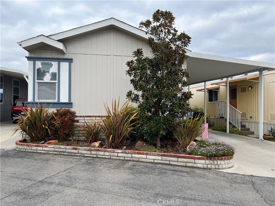 Beautifully renovated 2 bedroom, 2 bath home located in desirable Skyline Mobile Home Park in Torrance.  Prime location across the street from the pool and community room.  This home is immaculate condition, cathedral ceilings, walk in closet in master bedroom, newer upgraded kitchen and bathrooms, including counter tops and sinks.  Beautiful landscaping with automatic sprinklers requiring little maintenance  Central heat and air.  Skyline offers many amenities such as community room, recreation center with pool, jacuzzi, billiard room with pool tables and putting green.  Within walking distance to Rolling Hills Plaza where you will find many fine restaurants, Whole Foods, Trader Joes and AMC theater.   Property is a must to see.