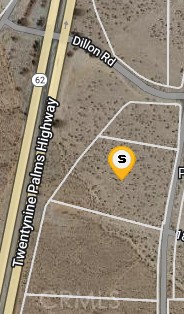 PRIME LOCATION! This 7.63-acre lot in Desert Hot Springs. This parcel sits near Hwy 10 & the corner of Hwy 62 and Dillon rd with Worsley Rd access.
There's a proposed fully entitled lot for a C-store, drive-thru gas & diesel canopy travel center to be developed on the lot NEXT DOOR TO THIS LAND. Several studies and reports on this lot, that may or may not be able to be used, depending on development, are available. The traffic count is 17,500 cars per day.. Don't miss your opportunity to be a part of this!