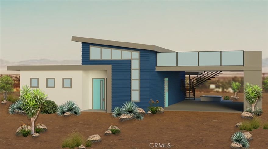ATTN Builders, or anyone wanting to build a home. EXTREMELY Good buy! THis Piece will save you time and money.  (2.27 acre land), Approved Plans, PAID water meter, close to Joshua Tree Nat’l Park, Town, Big Bear Lake, Are YOU ready to build?  Price reduced! Awesome deal!  Did I say Approved Plans!  True  value on this lot!   This will save you a considerable amount of time going thru the process.. 

 Arborist report done. No plants require moving. Perk test done. fire sprinkler report done. Topo map done. Survey done.  Just submit under new owners name and  you can begin to build. ( New owner may have to run thru plan check, but that would be much quicker than going thru the whole process) 

Approved plans (Included) to build this modern 2 bedroom/ 2 bathroom, 1200 SF home, designed with carport.  (Open floorplan) Rooftop deck to enjoy the mountain and desert views all around this property. PAID Water meter included (value of about $16,000)  The dirt road leading to this property is well maintained.  Would be the perfect desert get-a-way, home, or Air B & B.

Property is close to Joshua Tree National Park, Big Bear Lake, Yucca Valley, Johnson Valley (King of the Hammers), Pioneer town, even Palm Springs. You can travel in all directions a short distance to reach many adventures.

Priced to sell, so don't delay.