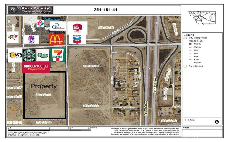Looking for the perfect parcel to build out? This lot represents the balance of the parcel attached to the newly constructed Starbucks, O'Reilleys, 7-11 and one additional pad expected to be another fast food location. Great for many opportunities, or hold for future development. All utilities available and paved road access, with cross parking lot agreements! There are several large developers that have purchased land in the area for development. This includes both Residential tracks and commercial development projects. This parcel is zoned C-2, which is to designate areas for the widest range of retail commercial activities, including regional shopping centers and heavy commercial use! Located in the heart of growth, and just off the 14 freeway, makes it the perfect location. This is one you really need to consider if you are thinking of becoming part of the growth here in Rosamond!