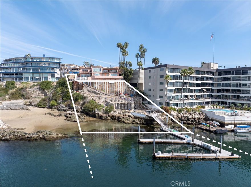 This is a genuine once-in-a-lifetime opportunity to acquire the finest bayfront parcel in Corona del Mar. Set on a sloping bluff cascading down to its private cove, this property affords unequalled panoramic views of the harbor, ocean, Catalina and sunsets from its elevated pad area. Included in the offering are the initial phase of construction improvements (grading, shoring, and extensive new foundation construction). Now the project is ready for a new owner to step in and complete the construction of the spectacular contemporary home of 7,270 square feet that was designed by renowned architect Chris Brandon. From the moment one steps inside the two-story entry hall, the new home when completed will feel as though it is floating above the cove and harbor below. Extraordinary ceiling heights complement spacious rooms in the open plan. Floor-to-ceiling walls of glass bring the out of doors in, making the home at one with its scintillating setting at the water's edge. Several outdoor terraces, an entertaining cabana, elevated infinity pool and private gardens will complete the home. Also included in a massive private dock with accommodations for several water craft. Over ten years in the making, this was an extraordinary undertaking to plan and receive permits to build; permits that would not likely be granted again. The construction, too, required the very best team to bring it to life. With the "difficult" part of the project now complete, a new owner will be able to create the home of their dreams in a relatively short period of time.