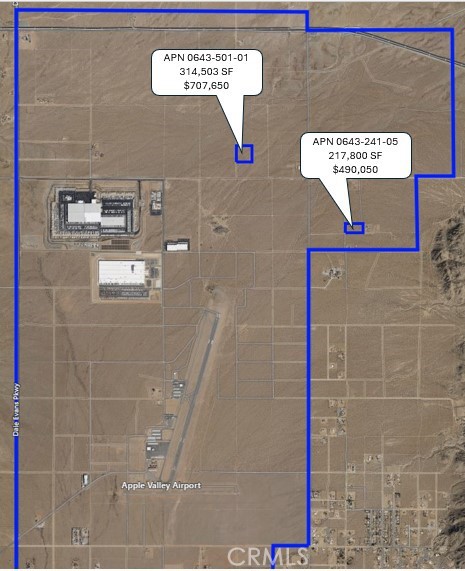 7.22 Acres in The North Apple Valley Industrial Specific Plan area. Zoning allows for a broad range of clean manufacturing and warehousing uses, ranging from furniture manufacture to warehouse distribution facilities. Generally flat and unconstrained land which attributes combine to make the Specific Plan area an ideal site for a wide range of industrial, commercial, institutional, office, and airport-related uses.
