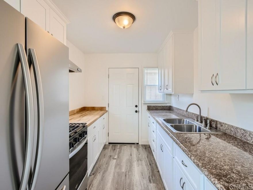 Be the first tenant to occupy this rental since it was remodeled. Located on Vulcan within walking distance to restaurants, shops, the beach, and Leucadia Oaks Park. The 2 bedroom, 1 bath unit is 1/2 of a duplex with a single car garage and laundry hook ups. Close to Ponto Beach and Ez access to the freeway at La Costa Ave.  Front unit is also available for rent for $3600.00 per month