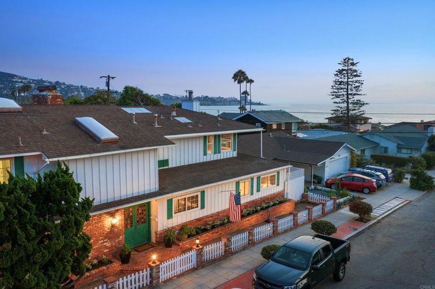 In a wonderful location on a large corner lot west of La Jolla Shores Dr, this sun-filled, eclectic 2-story home with some ocean views exudes a happy pride of ownership that's ready for its next chapter. Never before on the market, with 3 bedrooms plus an office on the main level, as well as an upstairs master and Snookers room, the floorplan is functional, flowing and fun. Multiple bars, patios, decks and indoor/outdoor entertaining areas beckon you to enjoy the lifestyle for which La Jolla Shores is known and loved. There is a ton of additional potential, but the existing home and design are timeless in style, so the opportunities abound for both immediate use and enjoyment, or to add value and further customize. A short stroll to Scripps Pier and Caroline's Cafe, or to La Jolla Shores' amazing restaurants and the world famous LJ Beach & Tennis Club, this location is perfect and also has great access to freeways, UCSD and Torrey Pines State Park. The availability of homes like this in locations like this are few and far between!