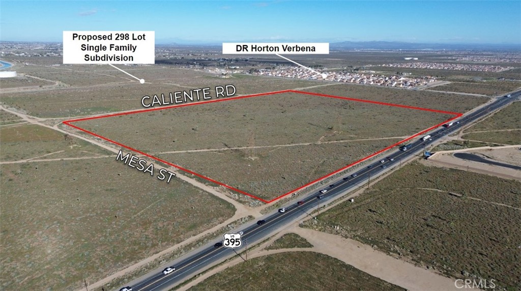 ±36.32 acres of prime real estate with unparalleled potential in Victorville, CA. This property is strategically located with approximately ±1,770 feet of frontage on CA-395 offering superb visibility and accessibility.
Water runs adjacent to the site in Caliente Rd., and sewer infrastructure is conveniently located nearby in Eucalyptus St. This versatile property boasts dual zoning designations with the southern portion designated as R-1 Single Family Residential and the northern portion as C-2 General Commercial, providing a wide range of development possibilities. Given the City of Victorville’s recent shift in stance towards commercial zoned properties, this site may offer an advantageous position for potential development as multi-family residences, townhomes, and/or small-lot residential units.
The surrounding area is bustling with activity, witnessing significant residential growth with renowned developers like DR Horton, LGI Homes, and Legacy Homes completing and continuing developments nearby. LGI Homes’ progression on 550 single-family lots on Mesa St. to the east further underlines the area’s potential. Additionally, a proposed 298 lot single-family subdivision borders the western boundary of the property, denoting increased growth and demand.
Convenience is key, as the property is just a short distance from commercial amenities at the High Desert Gateway, located at the I-15 and Main St. interchange. With popular retailers such as Target, Tractor Supply Co., Planet Fitness, and more in the vicinity, residents and businesses alike will have easy access to everything they need.
Furthermore, the southern horizon promises an exciting future, with approximately 10,000,000 square feet of industrial space in various planning stages, underlining the area’s rapid expansion and potential for lucrative investment opportunities.
Prospective buyers are encouraged to verify all information contained herein.