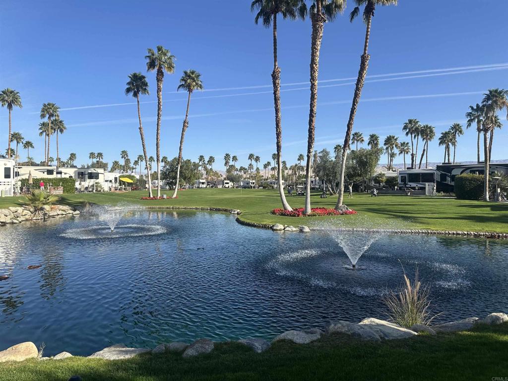 Lot 1201, This Package Sale of LOT & RV is located on the back 9 golf course, with unparalleled views of mountains, golf and water. A patio completely ready for entertaining in this beautiful spot. The 2017 Solitude features a designer daybed overlooking these views at the rear window. Outdoor Resort Palm Springs (ORPS) is a Guard Gated 5-Star RV Resort Community offering an active and luxurious lifestyle featuring golf (27 holes), tennis, pickleball, swimming and more! Two clubhouses, fitness center, beauty solan, La Roma Restaurant on campus, dog park and more!