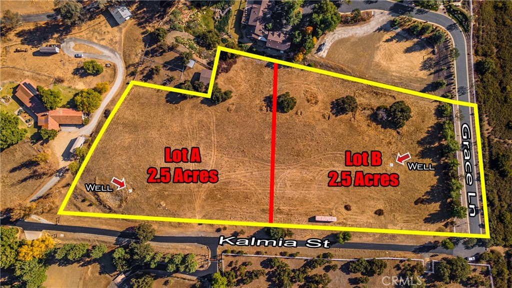 The Valley GEM!!!!!!! OPTIONS………. This all flat 5 acre +/- lot can be purchased as 1 parcel or within a few months the lot split will be complete and will be 2 separate 2.5 acre parcels. Improvements made have been 2 wells, 1 each per parcel and 2 sets of engineered plans complete with house, garages and ADUs, all ready to be packaged up and submitted to the city saving over a year of time and heartache on your way to your new dream compounds.
Once lots are split, pricing will change.