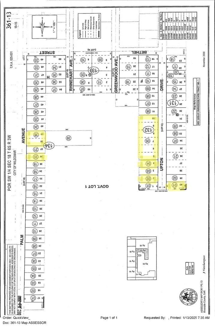 Property Located in the path of potential progress being done by the City of Wildomar and future planning. 4,069 Sq FT Vacant Lot located in Wildomar. Purchase alone or in combination with the additional APN's listed below. APN# 361-131-002 3,994 Sq FT, APN# 361-132-005 23,443 Sq FT, APN #361-131-001 4,069, Sq FT, APN# 361-134-038 7,841 Sq FT and APN# 361-134-020 3,629 Sq FT.