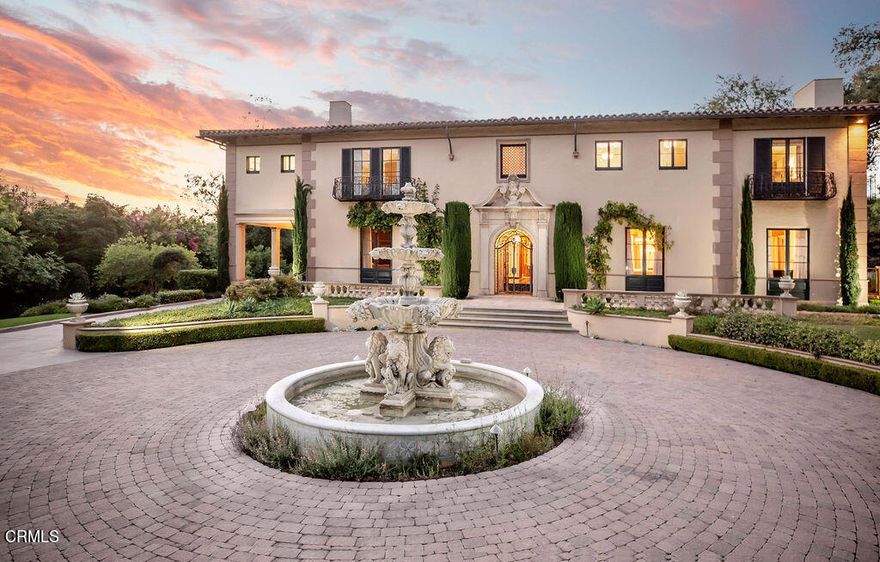 //The Mrs James Skinner House, Wallace Neff, FAIA// Acclaimed as one of Wallace Neff's finest works, The Mrs James Skinner House is located on a flat 1.8 ac parcel in San Marino's prime Estates Area. Built in 1929 for a Chicago widow whose husband had been a founder of Sears Roebuck, and later owned by JB Van Nuys, this fully gated palatial estate is a prime example of the Italian Period Revival style. Over scaled and grand in design, the house proclaims all the splendor and prominence of the pre-depression 'Golden Age' of architecture. Hand painted ceilings, marble floors, antique Baccarat crystal chandeliers, elaborate wrought iron balconies and banisters and a hand carved stone fountain accentuate the style and grace of the estate. Complementing these original characteristics, the property was extensively updated when it was the Pasadena Showcase House, which added modern conveniences and system upgrades. Together with 2BR guesthouse, complete with full kitchen, 6-car garage, N/S lighted tennis court, 50 ft covered pool, formal gardens and front and rear auto gates, the Mrs James Skinner House represents a rare opportunity to establish a Los Angeles Family Estate, with a prominent architectural and owner pedigree, for current and future generations. FEATURES: *Home Theater, Control4 Smart Home. *Detached 2BR/1BA Guesthouse w/full kitchen, FR, dining and sleeping porch (1,213 sf, included in overall SF). *Fully gated, automatic gates, front and rear. *Updated systems, 600amp electrical. *Partially finished basement with temperature controlled 2,500 btl wine cellar. *Chauffeur's quarters w/bath (627 sf, included in overall SF). *50' lap pool w/automatic cover and spa. *6-car garage with bath. *N/S lighted tennis court.