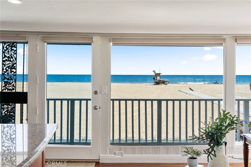 Welcome to 1726 W. Oceanfront, a Mid Century Modern-style beachfront home in a prime location with spectacular panoramic views of Catalina Island, Newport Beach, the Balboa Peninsula and beach access from 18th Street, known by locals for some of the best surfing conditions around. This ultimate beachfront paradise has been beautifully maintained and features both upper and lower level accommodations with separate upper and lower level entrances. This property features a City of Newport Beach Rental Permit (difficult to obtain) and is a prime moneymaker opportunity due to its transferable vacation rental permit. The upper level has a full-length exterior viewing deck with full glass windows for an unobstructed ocean view from the spacious living room, kitchen and dining areas. The upper kitchen area boasts granite counters, both recessed and pendant lighting, stainless steel appliances and affords counter dining as well. The upper level is appointed with a Primary Bedroom suite with ocean view and double doors that open to a large bathroom with granite counters and large tile and glass shower. A spacious second bedroom is also located on the upper floor. The main floor boasts a family room with tile flooring and cozy fireplace in addition to a kitchenette with granite counters and stainless steel fixtures and appliances. As you walk down the hall, you are greeted by a 3rd bedroom suite with its own separate vanity area and tub/shower. The family room on the bottom floor opens to an exterior courtyard with manicured features, perfect for private outdoor BBQ entertaining. Within walking distance to Marina Park, Newport Elementary School,  Newport Pier, Balboa Peninsula, and of course, the amenities of Newport Bay. Come and experience the Newport Beach oceanfront lifestyle today!