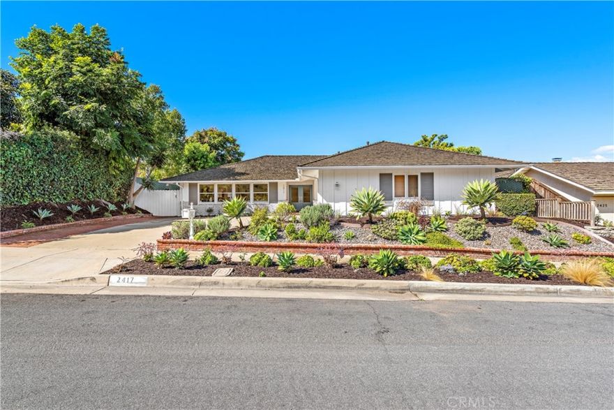 SINGLE STORY. Rare opportunity to own a single level 4bd, 2.5 bath home in the highly coveted community of Eastbluff. The extra-large lot is just over 12,000 sq. ft. on a single-loaded street providing ample parking for family and guests. Also there are no neighbors behind the lot. Enter the home through the double doors and into an inviting foyer. The home is freshly painted, with all new single panel shaker style doors, new beautiful luxury vinyl plank floors, new LED recessed lighting throughout the home, and a cozy fireplace with a new wood mantel. The kitchen is bright and fresh with a bay window, new quartz countertops, designer backsplash, reverse osmosis system, new dishwasher, new oven, new microwave, and a new oven hood. The home has double pane windows throughout. Retreat through any of the back rooms' beautiful French doors to an expansive maturely landscaped yard. Enjoy time with family and friends around the outdoor bar top, the new built-in BBQ, and a mini-refrigerator. The backyard retreat is ideal for family gatherings or hosting larger parties, features two conversation patios, a large-sized covered patio with new lighting, new outdoor ceiling fans, a specialty game area, and an outdoor shower to wash off your surfboard or dog. The powder room is adjacent to the interior laundry room and provides easy access directly from the backyard. The home is move-in ready. Located near award-winning Corona del Mar High School, Corona del Mar Middle School, Our Lady Queen of Angels, Eastbluff Elementary School, and also near many other amenities like the Newport Beach Tennis Club, the Boys and Girls Club, a Ralph's, a CVS, and restaurants.