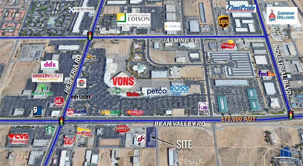 Garnet Plaza offers suites for lease within a bustling commercial-retail center. Situated on the south side of Bear Valley Rd within the City of Hesperia, just one block east of the signalized intersection of Hesperia & Bear Valley Rds where daily traffic counts exceed ±70,000 ADT. Building signage above the suite and a dual-sided pole sign fronting Bear Valley Rd helps tenants take advantage of this location’s high visibility. This center includes a strong mix of tenants: Master Mind Martial Arts & Fitness, Hair of the Dog Grooming, and Cali Kutz Barbershop.