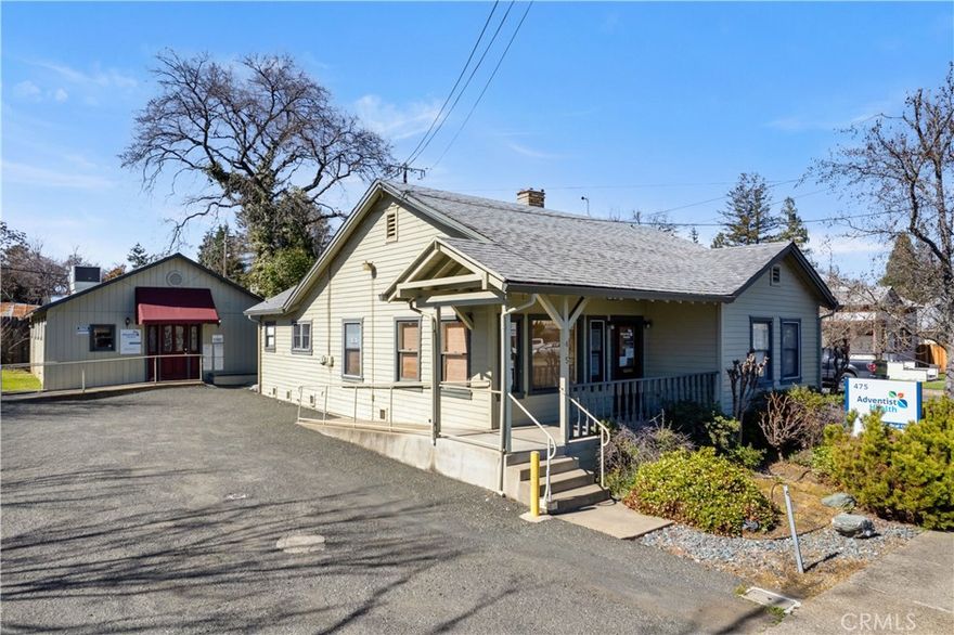 Great commercial/residential opportunity in downtown Lakeport. Charming and renovated, two separate office buildings with possibility of residential use on one unit. Currently used as a medical clinic, front building has waiting area, 3 rooms, bathroom and kitchen. Rear building has two rooms and bathroom. Good on-site parking, handicap ramps and large shed. Excellent location just 2 blocks from the courthouse and downtown business district.Rear office space is avaialable for immediate lease.