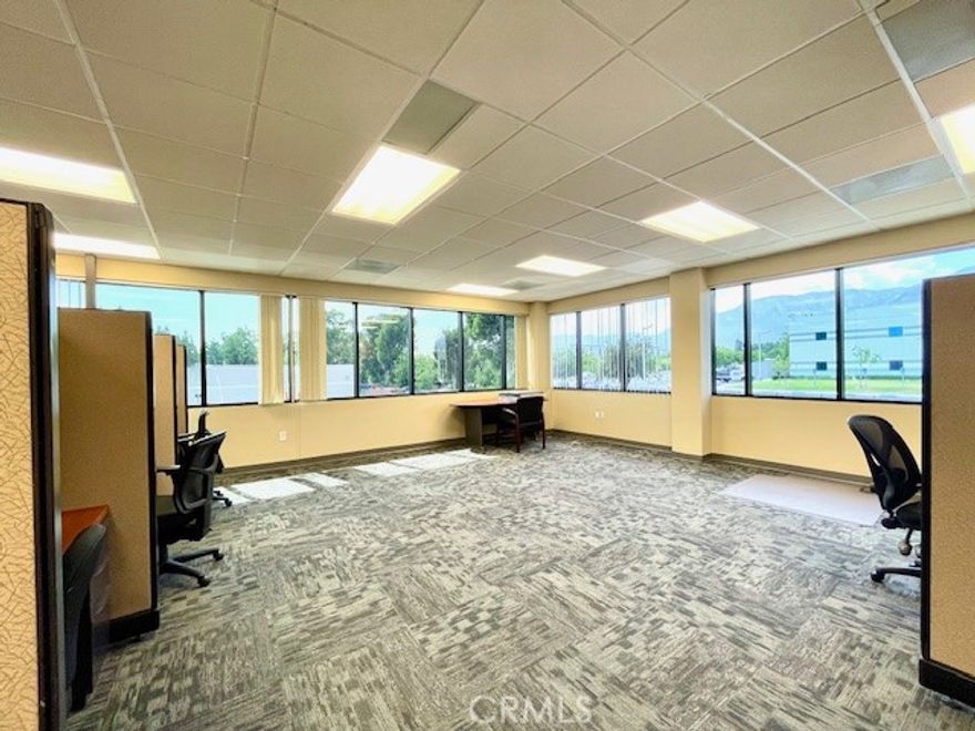 This highly visible, 2nd floor suite spans approx. 10,501 square feet and is available for lease in the premier Ontario Airport submarket. Built in 1988, elevator served and offers immediate access to I-10 for exceptional connectivity. The suite is designed to accommodate diverse business needs, featuring 13 private offices, 2 spacious conference rooms, IT room, kitchen and 4 open bullpen areas. The flexible layout allows for division into multi-tenant suites or can be leased as a single-tenant full floor. #D will be approx. 3,265 SF, features 2 separate entrances, 5 private offices, conference room, bullpen, IT room and private restrooms.
