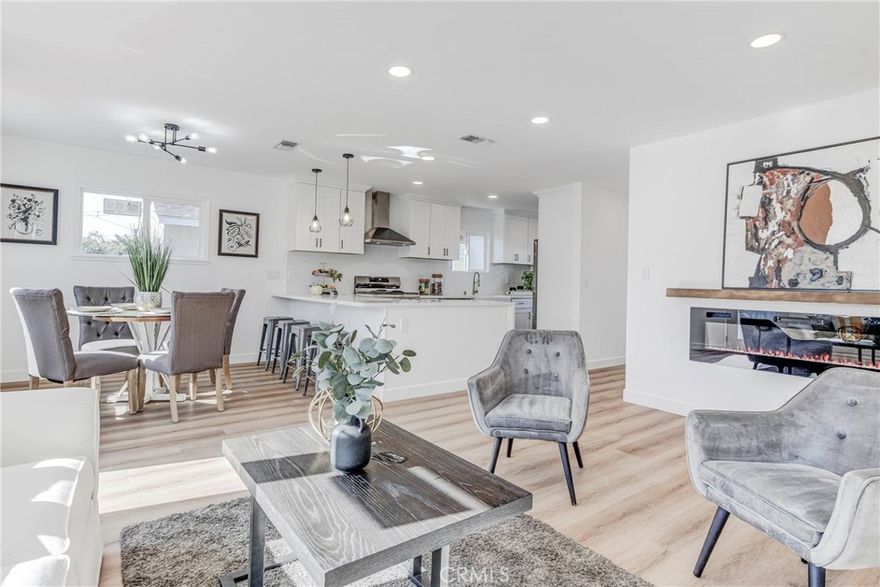 Introducing a beautiful house in West Torrance. With 3 bedrooms and 2 bathrooms, this house recently completed a full remodeling. The open floor plan adds a sense of spaciousness and brightness to the entire home. All doors and windows, including the front door, have been replaced with new ones. The kitchen features Shaker-style cabinets with quartz countertops. Throughout the house, SPC vinyl flooring has been installed, and the ceiling has been updated by removing the popcorn ceiling and adding plenty of recessed lights. The original single bathroom has been transformed to two, both equipped with new fixtures such as a shower system, vanity, mirrors, and lighting. Recessed lights with dimmer switches have been installed in each room, and the closet doors in each room are also new. The garage has a convenient door for easy access, and it has been freshly painted. In addition to the spacious front yard, the backyard is a significant advantage for hosting barbecues with family and friends. Behind the backyard, this home is situated right by La Romeria Park, you can enjoy the view of La Romeria Park, where you can take leisurely walks and relax while taking in the scenery. It's close to a Del Amo shopping center, many other shopping malls, grocery stores, many recreational parks, restaurants, great rating schools, hospital, and beaches.