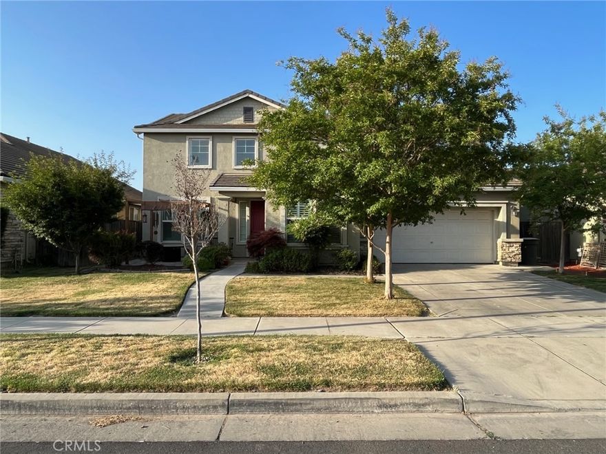 Welcome to your beautiful home from the front curb appeal to your own back yard oasis featuring a swimming pool, a gazebo and extended patio area to entertain in style. Great location in N Merced close to the neighborhood park, shopping and both the UC Merced and Merced college. The kitchen has granite counters, a gas range, a new dishwasher, a pantry plus an eating area that flows into the large family room. Plenty of space with 5 bedrooms, 3 bathrooms, a dining room and a bonus office, game room or potential to have a 6th bedroom. Other upgrades to love include: plantation shutters throughout, newer toilets, new main suite glass shower enclosure, 3 car tandem garage that is extended for storage and includes multiple cabinets.