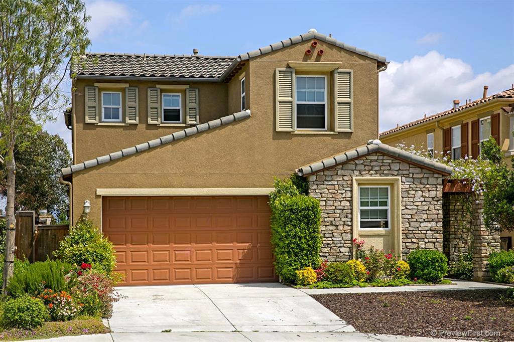 GOLF COURSE & MOUNTAIN VIEWS! This rare floor plan features an attached casita (opt bedroom #5) & a first floor lavish master suite w/ private entry to the back patio. Gourmet kitchen boasts large center island, w/ eat-up breakfast bar and granite countertops. Open family room w/fireplace. Separate dining area w/soaring ceilings, Custom Turkish tile flooring. Upstairs Jr. master bedroom, an additional 2 bedrooms w/connecting Jack and Jill bath. 2-car garage w/epoxy flooring. Close to Camp Pendleton. Neighborhoods: Arrowood Complex Features: ,,,,, View: Evening Lights Sewer: Sewer Connected