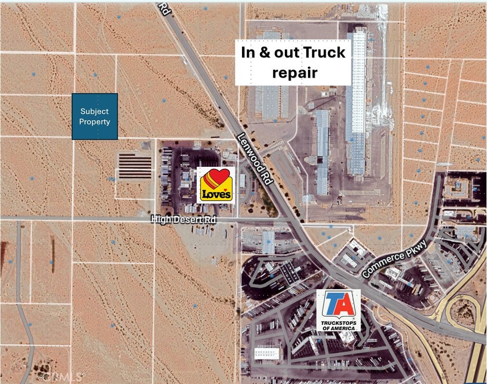 Looking for commercial land? Here is 2.5 acres situated just behind the Loves Truck stop in Lenwood. Lenwood is full of gas stations , fast food restaurants , hotels and the popular Outlets at Barstow. Just two street lights and a few minuets away from the I-15 freeway.