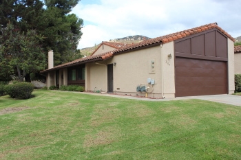 One-level twin home with 2 large bedrooms (2nd BR. could be used as a master). Great floor plan with large living room, separate dining area, nice kitchen with breakfast bar, den or office off entry with double door entry (was a bedroom, but built-in bookcase in the closet space). Home has two patio areas--one off the master bedroom and one at back of home off the living room and dining area which is open to the greenbelt behind and around side of the home. Double attached garage, Central AC. Neighborhoods: Cameowoods Condominiums Complex Features: ,,, View: Parklike Sewer: Sewer Connected
