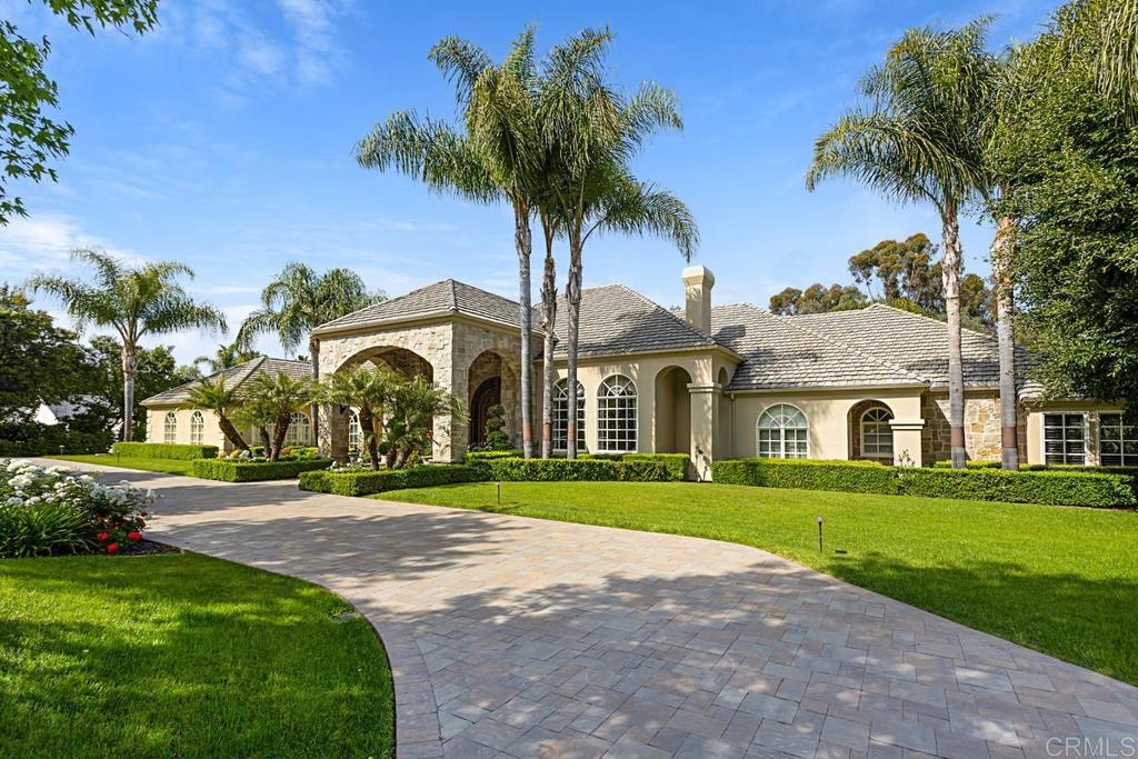 First time on the market in 37 years! Gracious and inviting is this freshly renovated single level home on the desirable North side of Fairbanks Ranch. A timeless design for modern living with classic spaces and popular features of built-in cabinetry, spacious areas for entertaining; exquisite remodeled kitchen and butler's pantry, newer roof and renovated bathrooms, plus views to the expansive pool terrace, tennis court and guest house. The custom-built home offers an ideal layout with 5 bedrooms, wood paneled office, game room, family room with wet bar, multiple sets of French doors, Tennis Pavilion, a 1 BR Guest Casita and outdoor living room with kitchen and fireplace. Sited on a flat, sunny 1-acre lot surrounded by trees, this property is its own private oasis. Fairbanks Ranch is one of San Diego's premier 24-hr security patrolled residential communities with exclusive amenities, including several tennis and pickleball courts, picturesque lakes, scenic walking trails, equestrian facilities, and a wonderful sense of community. Approximate measurements: Main Residence is 5,700 SF and Guest House is 600 SF