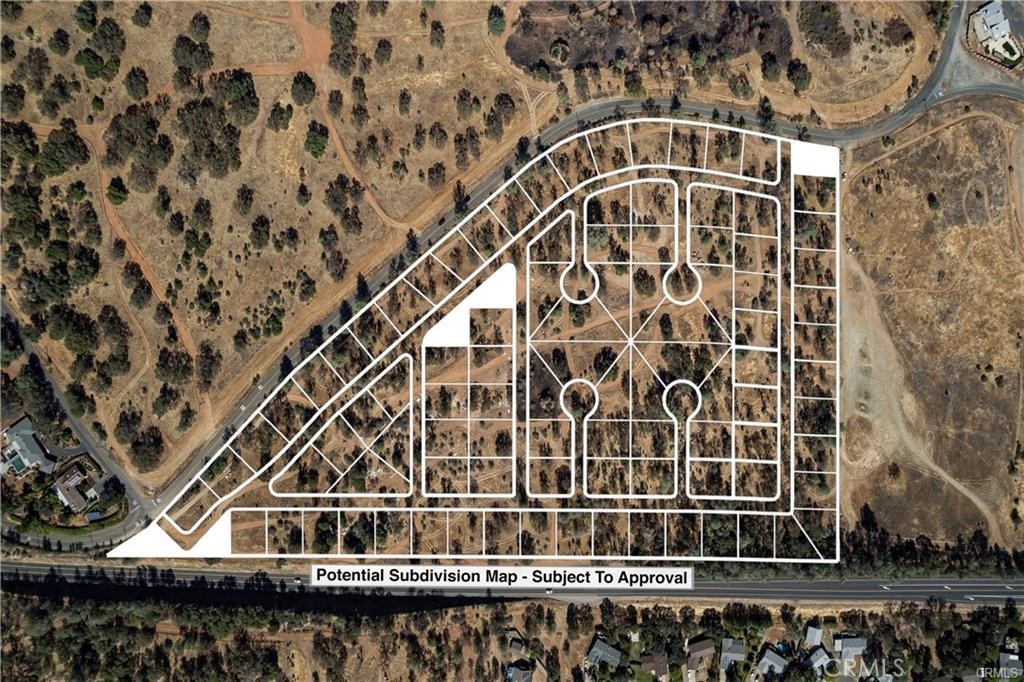 Prime Development Land! This may be the opportunity you are looking for to create your own development of Medium Density Residential homes just down the road from Miners Ranch Reservoir and Lake Oroville. The property is centrally located and close to Shopping, Restaurants, Schools, has nearby power, water, and sewer. This property, coated with Dunstone Loam, and Loafercreek Loam soils on a total of 22.76+/- Acres in 4 parcels, has the potential to be subdivided into roughly 95 lots, depending on the configuration of development. Homes are now being built just across Oro Quincy Highway in the Village Oaks Neighborhood. Butte County zoning MDR provides for up to 6 units per acre development, with a minimum lot size of 6,000 Square Feet, minimum setbacks of 20ft in the front, 5ft on the sides, and 10ft in the rear, as well as a maximum height of 35 ft. Ask your agent for a copy of our supplemental documents, including our offering memorandum, zoning info, soils reports, NHD report, and a potential subdivision map! Don't forget to check out our video tour and topography maps in the virtual tour section!