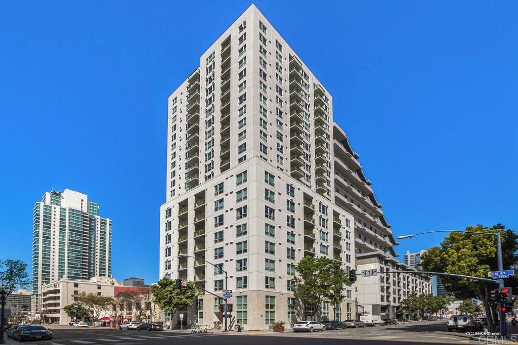 Gorgeous 2 bedroom / 2 bath single story condo located on the 21st floor of the Treo building in Little Italy. This West facing unit has stunning views to the San Diego Harbor, Point Loma & the Coronado Islands, Can you imagine the sunsets with a glass of wine sitting on your private balcony? Sellers have updated the kitchen with European cabinetry and Curava Artic/Recycled glass counter tops which are eco-friendly. LG Stainless appliances, loads of storage in the storage closet by the front door and added storage under the breakfast bar area & throughout the unit. There are also dual HVAC units that are controlled by Nests and can be managed remotely for your convenience. One controls the living area and the other controls the bedrooms. Eco friendly so that you don't have to cool the entire unit. Cool only your bedrooms for a good nights sleep or just cool the living space during the day! Upgraded Cork Flooring throughout, this unique flooring in not only anti-microbial, anti-bacteria & anti-fatigue, but it is much easier on your joints and it is hypoallergenic! Bathrooms have been updated with new vanities and natural quartz silestone counters, Wake up to the morning sun with views from both bedrooms. Large living room with corner fireplace, recessed lighting and lots of light. 2 side by side parking spaces (430 & 431) Full size stack washer/dryer in the unit. This community features a pool, gym & community room. You can not beat the location of TREO, right in the heart of Little Italy and walking distance to all the great restaurants, Farmers market and events in the area. http://tours.curb360.com/1240indiastunit2101