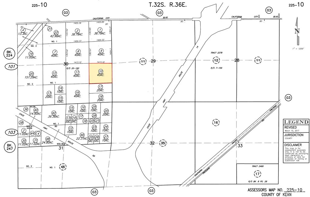 MAJOR PRICE REDUCTION!!!!! 40 Acres Agricultural/Residential northwest corner of Hwy. 58 and 14, and south of California City Blvd. The Mojave Air and Space Port, Mojave East Park, and The Hyundai-Kia test center are 15 minutes to the East. There is a dirt road that goes through the property that would split and divide the property into two parcels. The land has potential for solar farming, ideal for a truck stop, a Gas station with Restaurant, billboard signs, Hotel and agricultural use, etc.....
Beautiful open outlook and panoramic views all around! It is 10 minutes from California City. This is a good opportunity to invest in California.
You may google the following GPS coordinates to locate the property: 35.116289, -118.148125